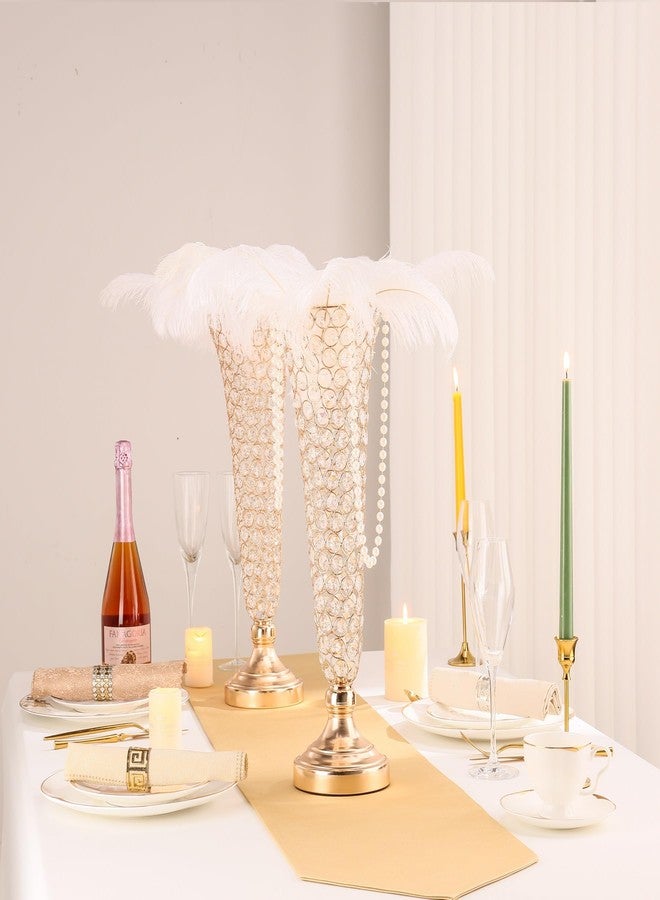 Bigsee 20" Tall Crystal Gold Vases for Centerpieces -2 Pcs Floral Vase Wedding Centerpieces for Tables, Blingbling Trumpet Vases for Party Ceremony Centerpiece Dinner Event - Image 5